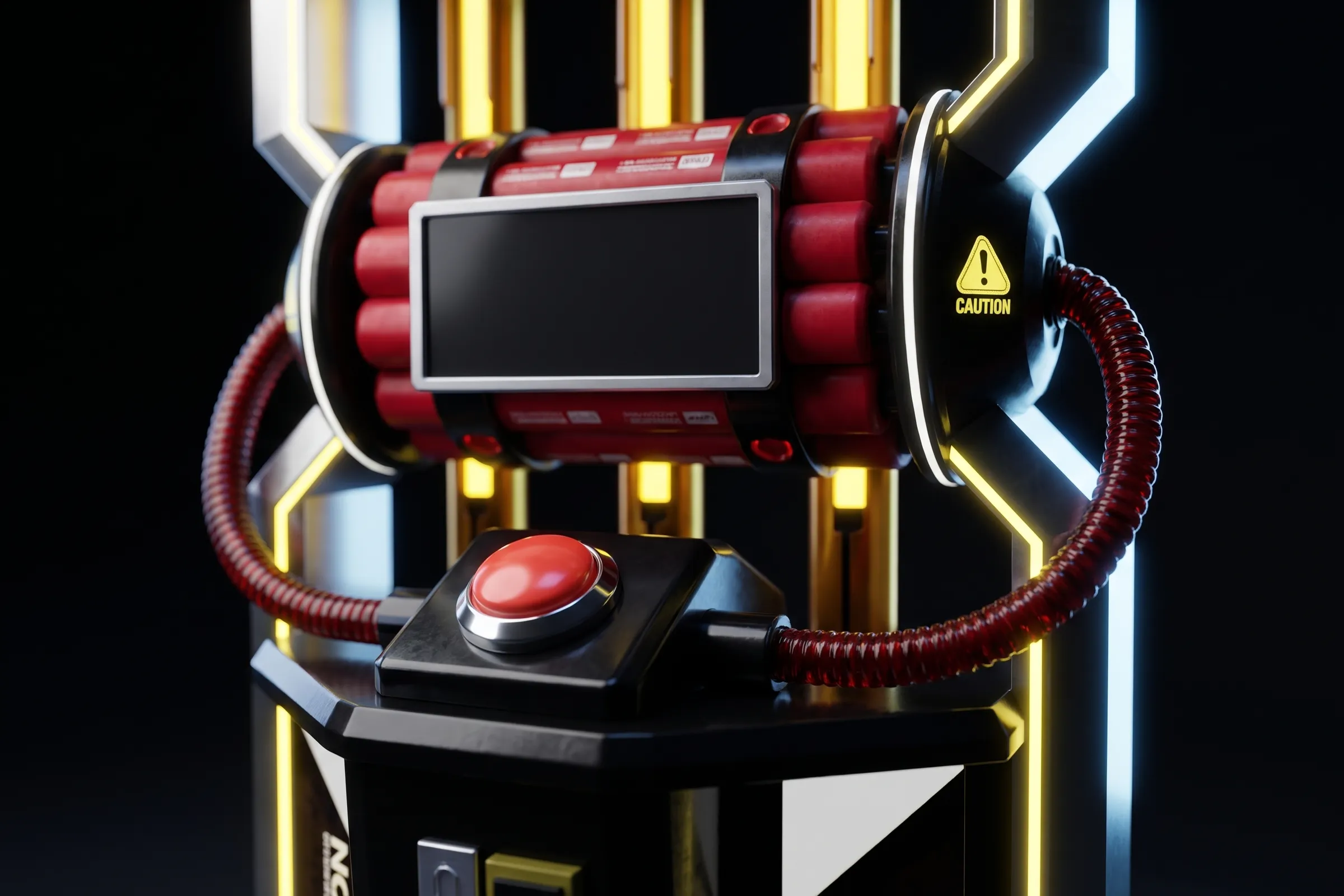 Close view of the Zero Stop console and its large red dome button.