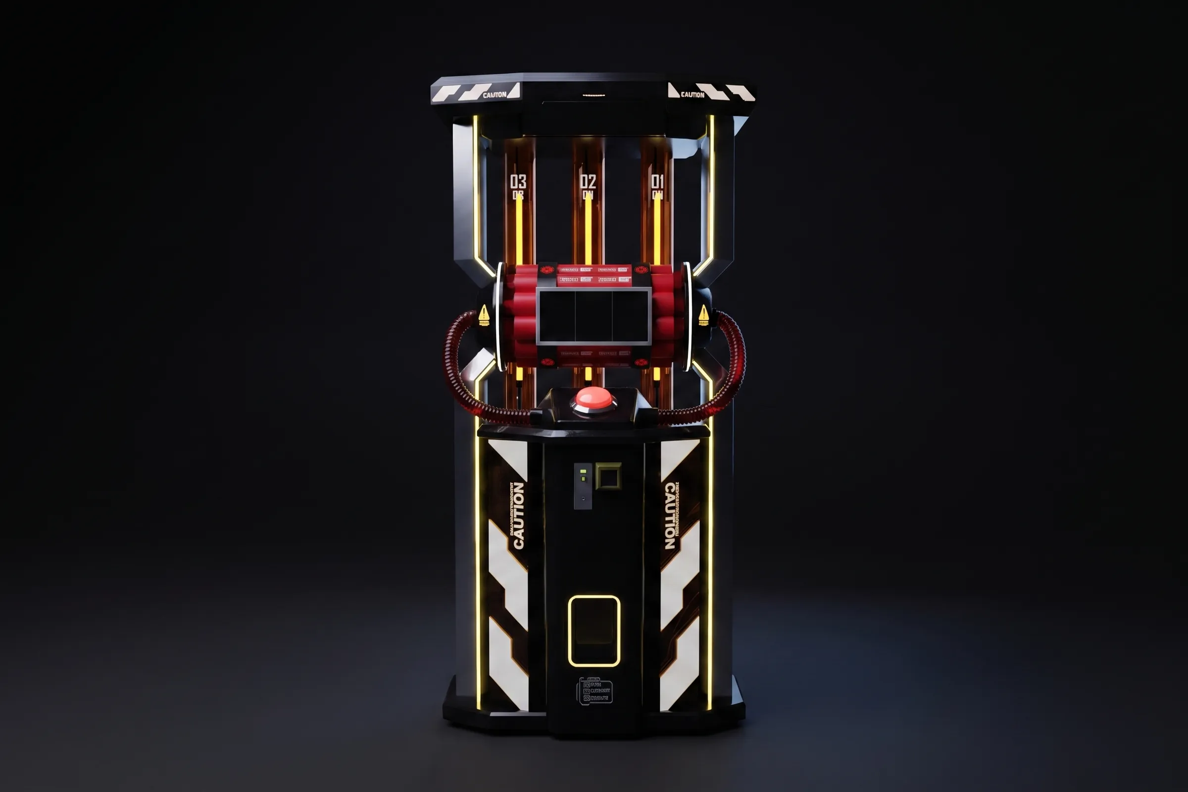 Zero Stop seen square on, showing the four numbered light columns and the prize door.